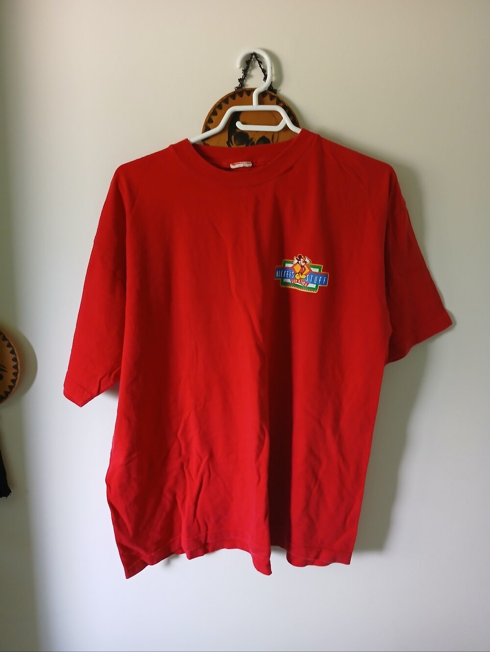 VTG Disney Mickeys Stuff For Kids Promotional Red Tshirt